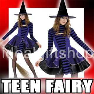 DARK FAIRY HALLOWEEN FANCY DRESS COSTUME PURPLE EVIL WITCH TEEN 13