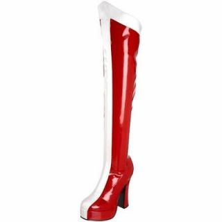 Sexy Red White 5 Heel Thigh High 1.5 Platform Boot Funtasma ELECTRA