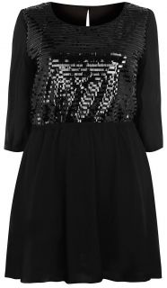 Ladies Plus Size Black Sequin Dress #622
