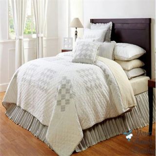 Blue White Country Stripe Patchwork Twin Queen Cal King Size Quilt