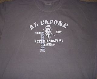 Al Capone Public Enemy #1 Gray T shirt Chicago Size XL New