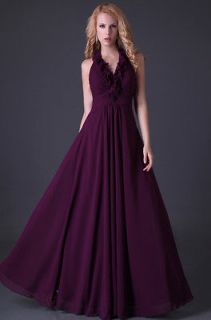 New sexy V neck GK Stock Halter bridesmaid Gown Prom Ball Formal