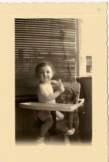 Old Antique Vintage Photograph Adorable Little Baby Sitting in High