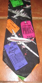 Surrey Neck Tie Air Planes Luggage Tags Airline Tickets Colorful New