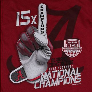 Alabama Crimson Tide 2012 15X Glove 2012 BCS National Championship T
