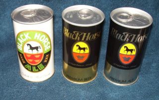 Premium Beer~Black Horse Ale~Black Horse Brewery~NY~3 Beer Cans~SS