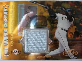 2002 TOPPS GOLD LABEL BARRY BONDS GAME USED JERSEY  BOX # 3