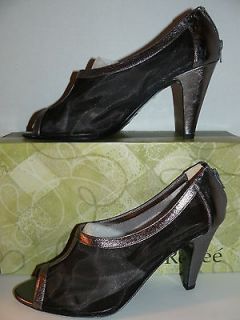 Renee Womens ZANDRA High Heel Leather/Mesh Pump Pewter Size 11 M