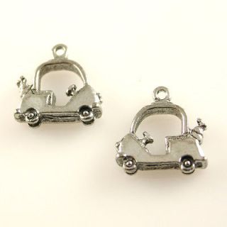 Cartoon Style Golf Cart   5 Lead Free Antique Silver Tone Pewter
