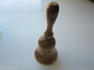 ISRAEL HOLLY LAND SOUVENIR HAND CRAFTED OLIVE WOOD BELL