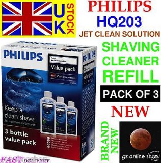 3x PHILIPS HQ200 JET CLEAN SOLUTION REFILL SHAVING CLEANER HQ203/50