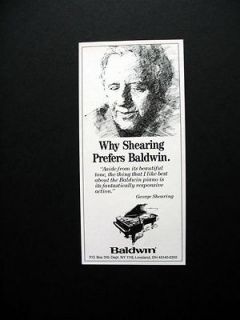 Baldwin Piano George Shearing drawing 1992 print Ad