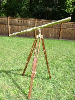 Vintage Used Old Wood Metal Brass Science Astronomy Telescope on