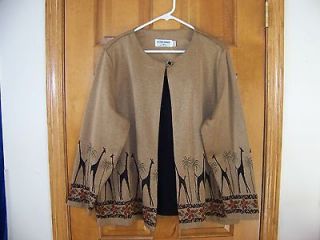 WOMENS TWO FER KNIT TOP SIZE 1X BY ALFRED DUNNER BROWN/BLACK AFRICAN