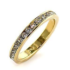 Gold Eternity Wedding Band Ring Channel Thin Clear CZ Plus Size 12 USA