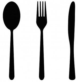 Knife Fork & Spoon Wall Art Sticker Restaurant Dinner Kitchen Cafe