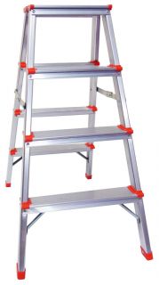 Aluminium Folding Step Ladders / Stool Double Sided 4 Tread