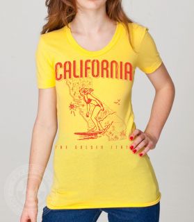   Vintage 70s Surfer girl on American Apparel ladies 6301 T Shirt