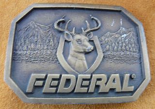 Vintage Federal Ammunition Ammo Deer Guns Firearms Belt Buckle