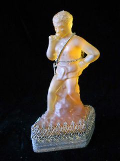 Pre 1900s Antigue Glass Figure of Slave Boy with Ornate Metal Ropes