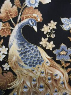 Timeless Treasures Beautiful Peacock Neutral Metallic Cotton Fabric