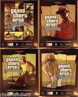Set of 4* Grand Theft Auto San Andreas GTA RARE PS2 28x22