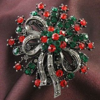 Vintage Design Christmas Wreath Flower Brooch Pin For Pendant Necklace