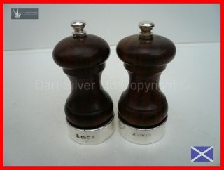Pair of Hallmarked Sterling Silver Mounted Salt & Pepper Grinders~From