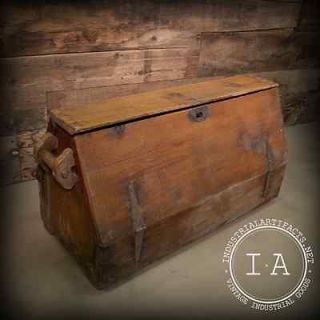 Vintage Industrial Carpenters Tool Box Wooden Chest