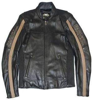 HARLEY® MENS AMBLER PERFORATED LEATHER JACKET, CERTIFIED PRE OWNED