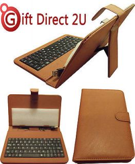 BROWN USB Keyboard PU Leather Case/Stand for 8GB 7 Dragon Touch