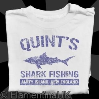 9160 QUINTS SHARK FISHING W T SHIRT inspired by JAWS amity island