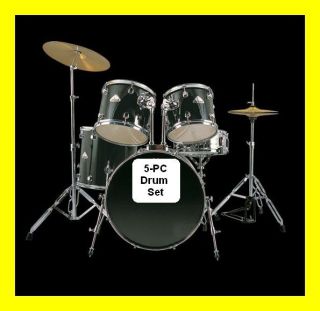 NEW 5 PIECE FULL SIZE DRUM SET+CYMBALS+ST ICK+THRONE