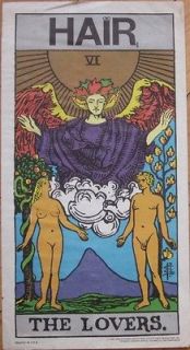 1970s Hair Theatre Poster w/Tarot Card Image VI   The Lovers