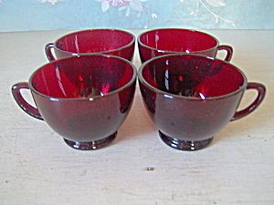 ROYAL RUBY DEPRESSION RED CUPS by ANCHOR HOCKING
