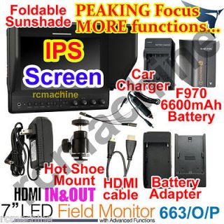 663/O/P IPS Peaking Focus HDMI In & Out Monitor F970 battery+charge r