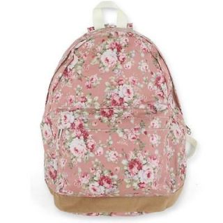 unihood New Womens Floral print laminated cotton Suede Backpack Girls