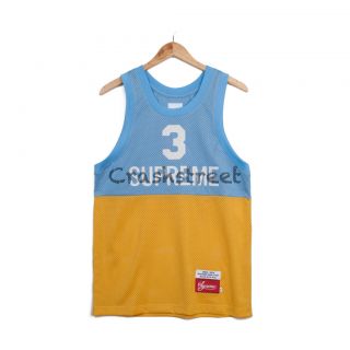 Supreme SS12 Split Team Tank Top basketball jersey box logo Tee (blue