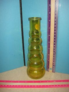 Retro Yellow Flower Vase Bubbled Funky Glass Bottle Rare 9