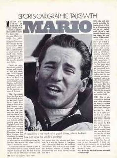 1969 MARIO ANDRETTI   INDIANAPOLIS 500 ~ GREAT 4 PAGE INTERVIEW