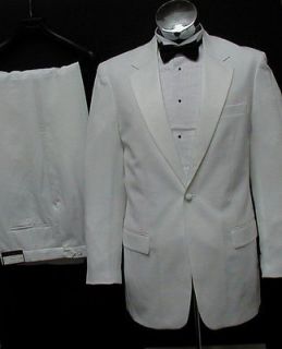 New Mens One Button White Tuxedo Suit 48 Long 48L Tux
