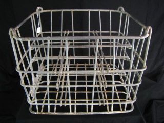 Vintage Steel Wire Dairy Milk Bottle Crate Carrier Basket Industrial