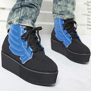 BIG WING~ Womens Lace Up High Top Ankle Boots Fashion Platfrom Wedges