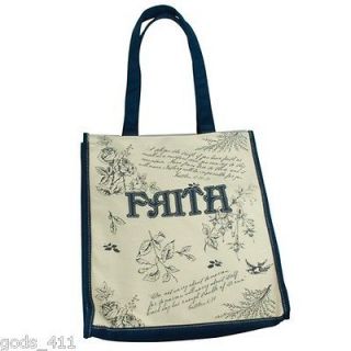 FAITH Floral Tote Purse Navy Made From Canvas Zippered Interior Pocket