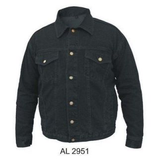 Mens 100% Cotton Black Denim Jacket W/ Button Front Closure