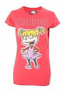 OFFICIAL RUGRATS CARTOON ANGELICA TROUBLE PINK COTTON SLIM TEE 16 12