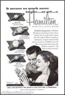 1953 HAMILTON Antique WATCH AD~4 Mens & Ladies Styles
