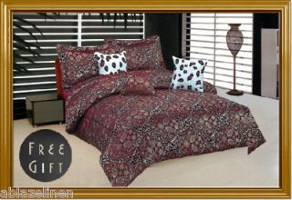 7PC Paisley Leopard Animal Print Jacquard Comforter Set Bedding QUEEN