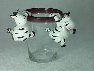Pair of Zebras   Glass / Vase / Pot Plant Hangers   BNIB