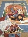 CRIB QUILT TEDDY BEAR ON TRACTOR, TRACTOR TEDDY, NEW HAND CRAFTED